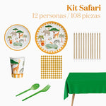 Kit Mesa Premium 12 Personas Mi Primer Safari 108 piezas