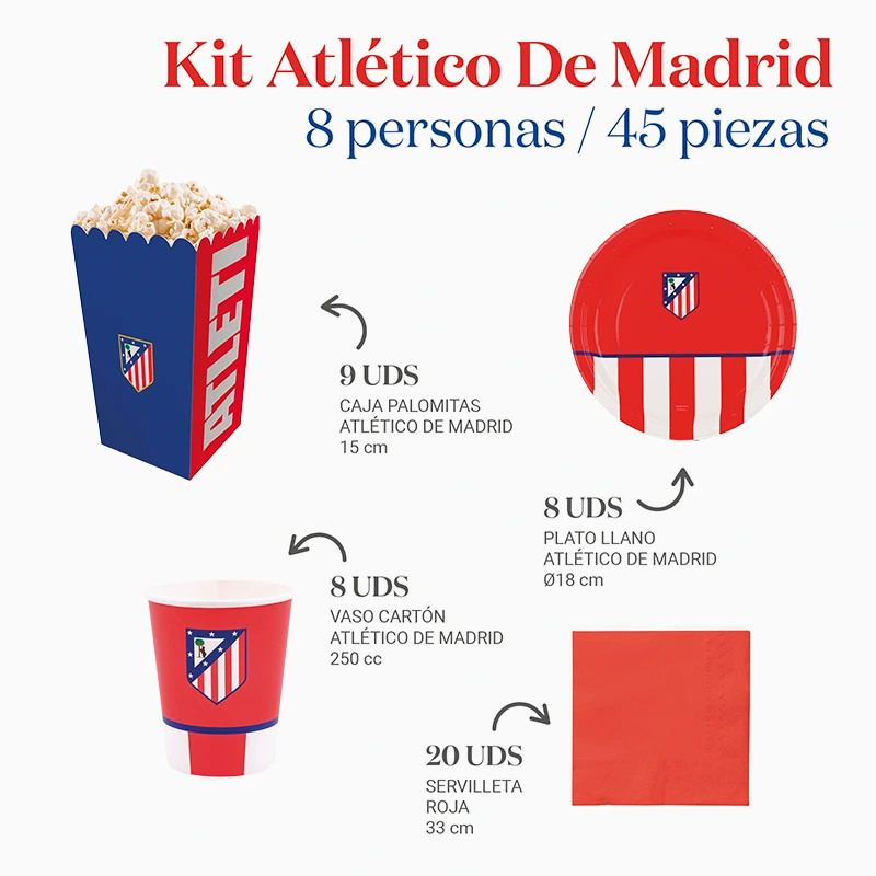 Inspiracion con Kit Mesa Basic 8 Personas Atlético de Madrid 45 piezas
