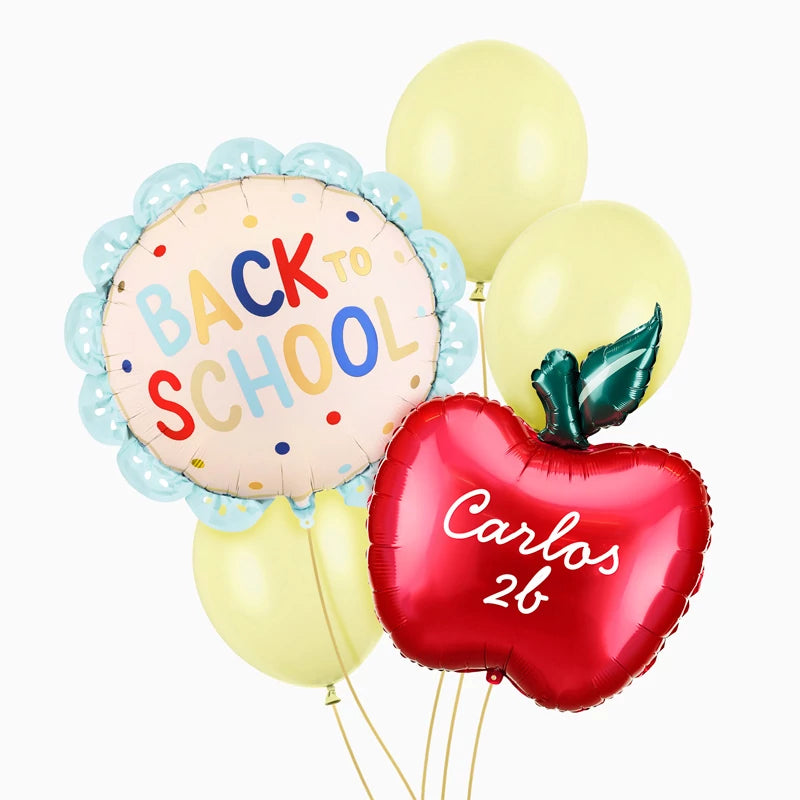 'Back to School' Balloon Set Personalized Name and Course White Vinyl