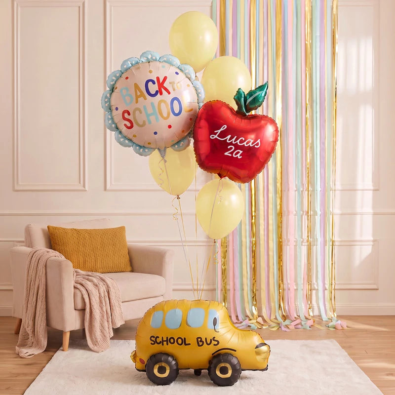 Inspiracion con 'Back to School' Balloon Set Personalized Name and Course White Vinyl
