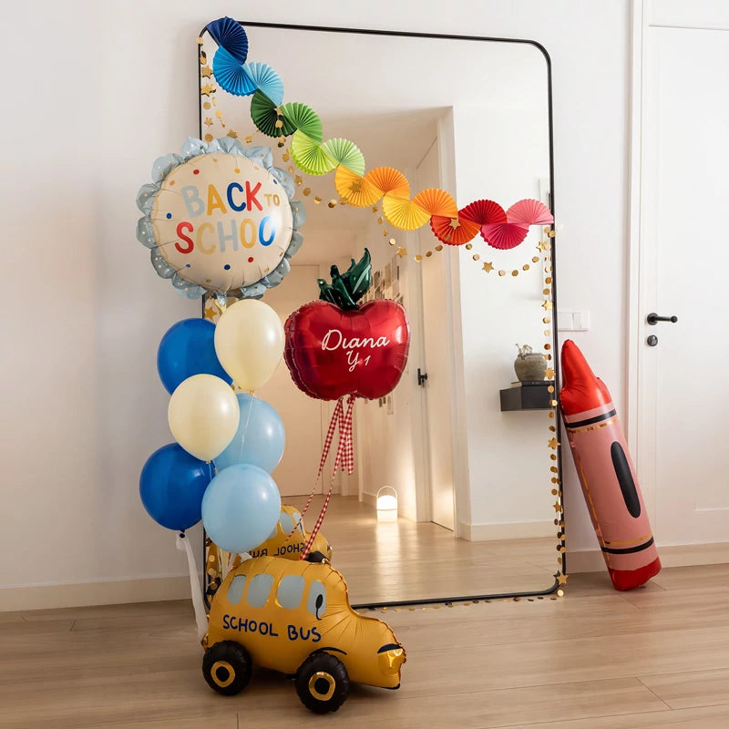 Inspiracion con 'Back to School' Balloon Set Personalized Name and Course White Vinyl