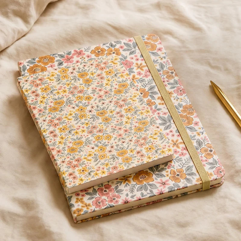 Inspiracion con Libreta con Goma 13 x 1.5 x 19 cm Floral Liberty Amarillo