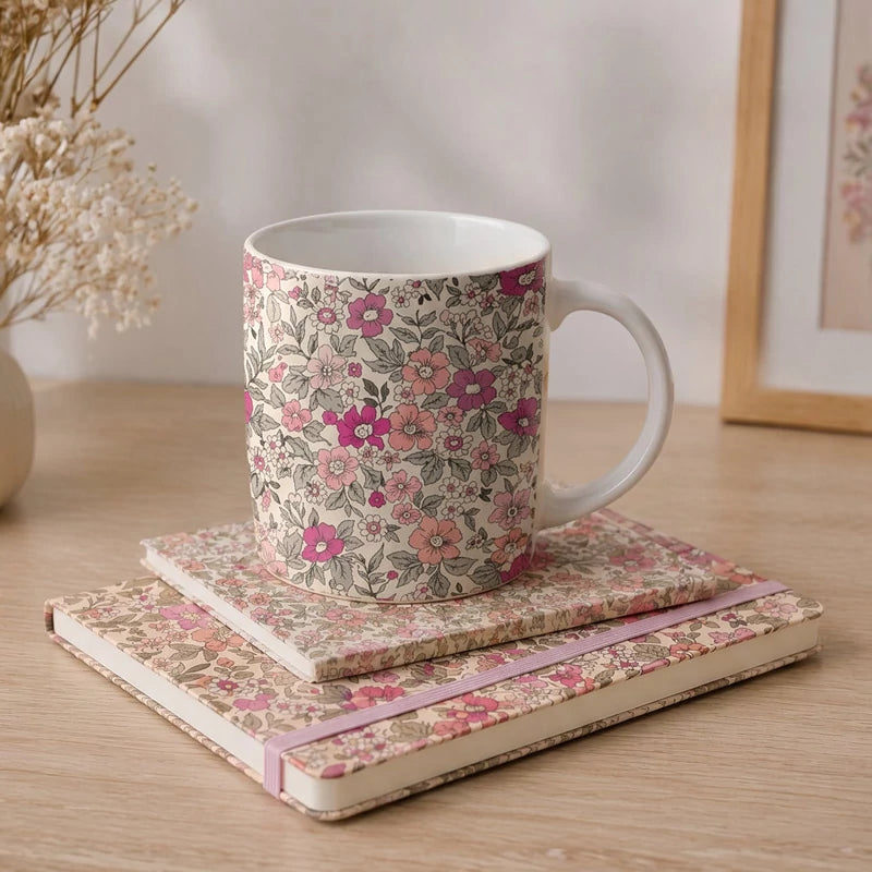 Inspiracion con Libreta con Goma 13 x 1.5 x 19 cm Floral Liberty Rosa