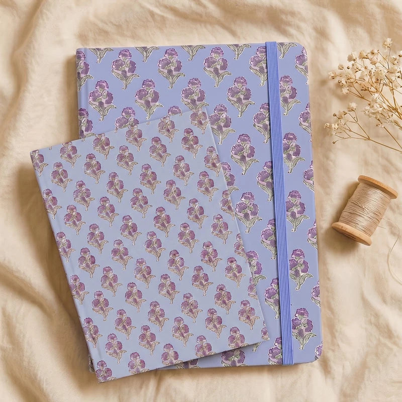 Inspiracion con Libreta con Goma 13 x 1.5 x 19 cm Azul Pastel con Flores