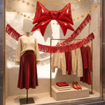Kit Decoración Escaparate Lazo Rojo Navidad 4 Piezas