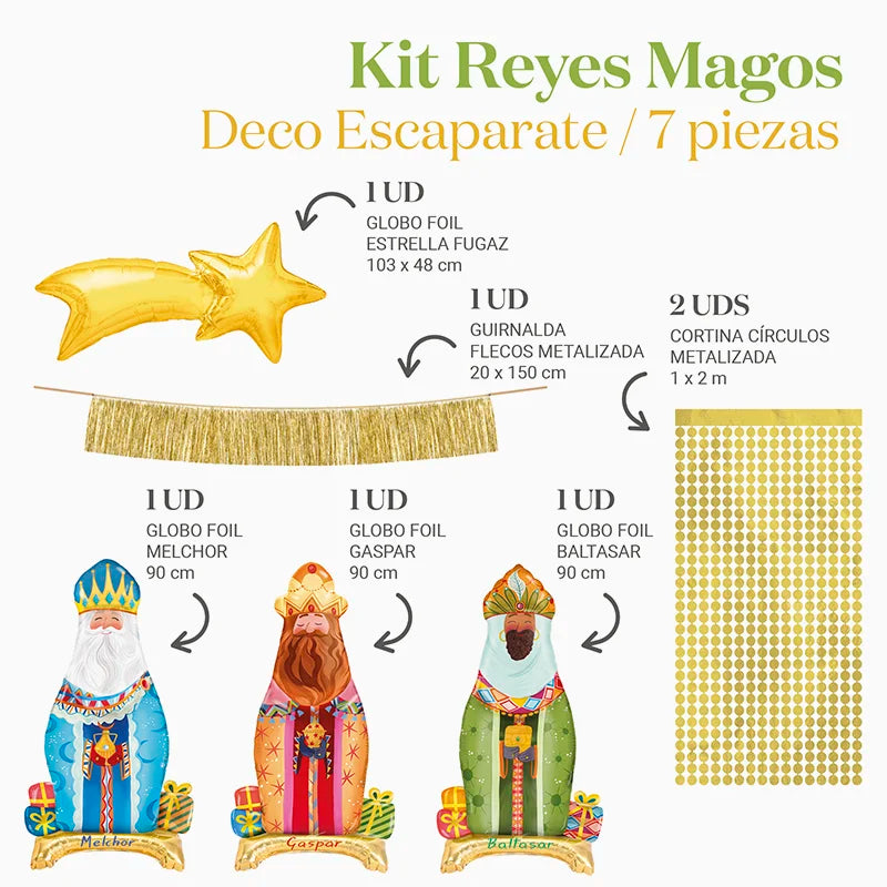 Kit Decoración Escaparate Reyes Magos Navidad 7 Piezas