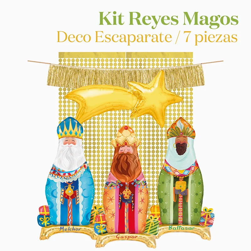 Kit Decoración Escaparate Reyes Magos Navidad 7 Piezas