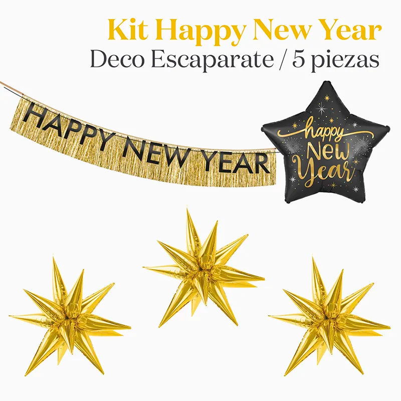 Kit Decoración Escaparate Happy New Year 5 Piezas