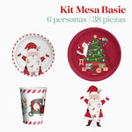 Kit Mesa Basic Navidad 6 Personas ¡Llega Papá Noel! 38 piezas