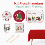 Kit Mesa Premium Navidad 6 Personas ¡Llega Papá Noel! 75 piezas