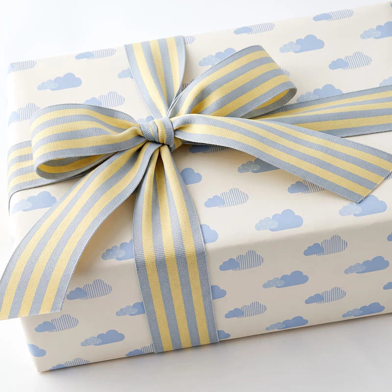 Inspiracion con Ribbon Ribbon 3.5 cm x 1.60 m Pastel Blue and Lemon Yellow Stripes