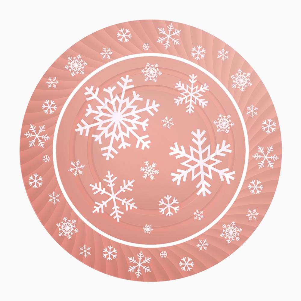 Bandeja Redonda Navidad Copo de Nieve Oro Rosa