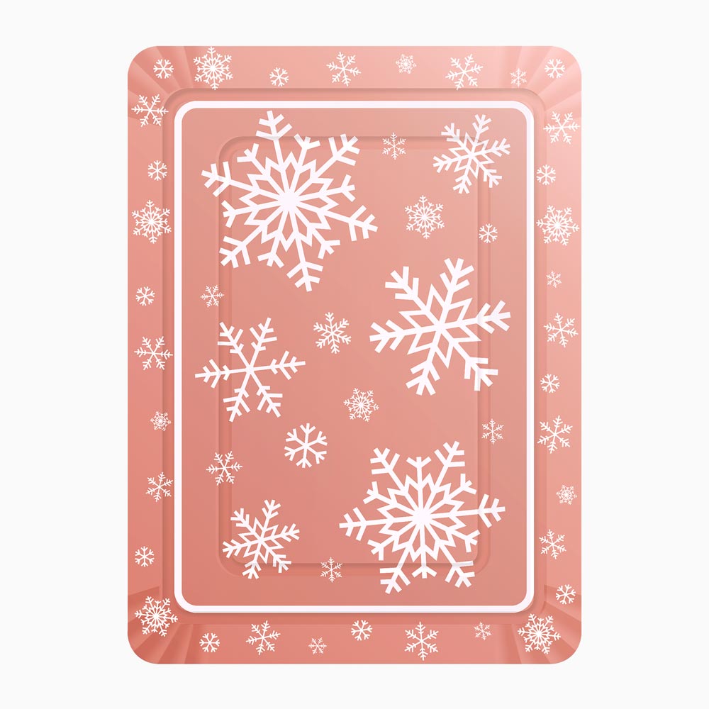 Rectangular Christmas Tray Pink snowflake