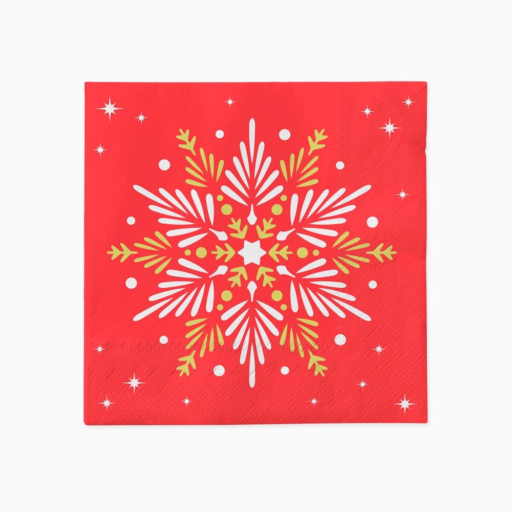 Napkins de papier de Noël rouge neige rouge