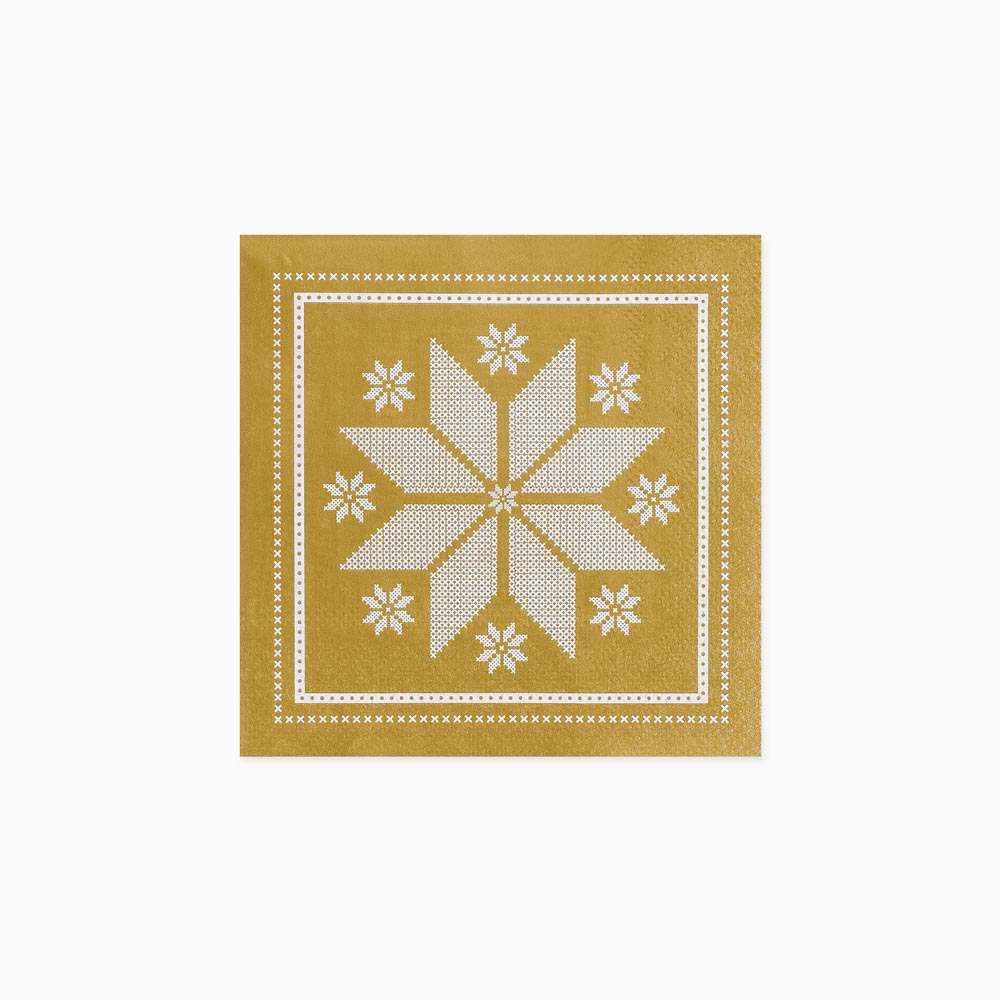 25x25 cm paper napkins Christmas embroidery gold