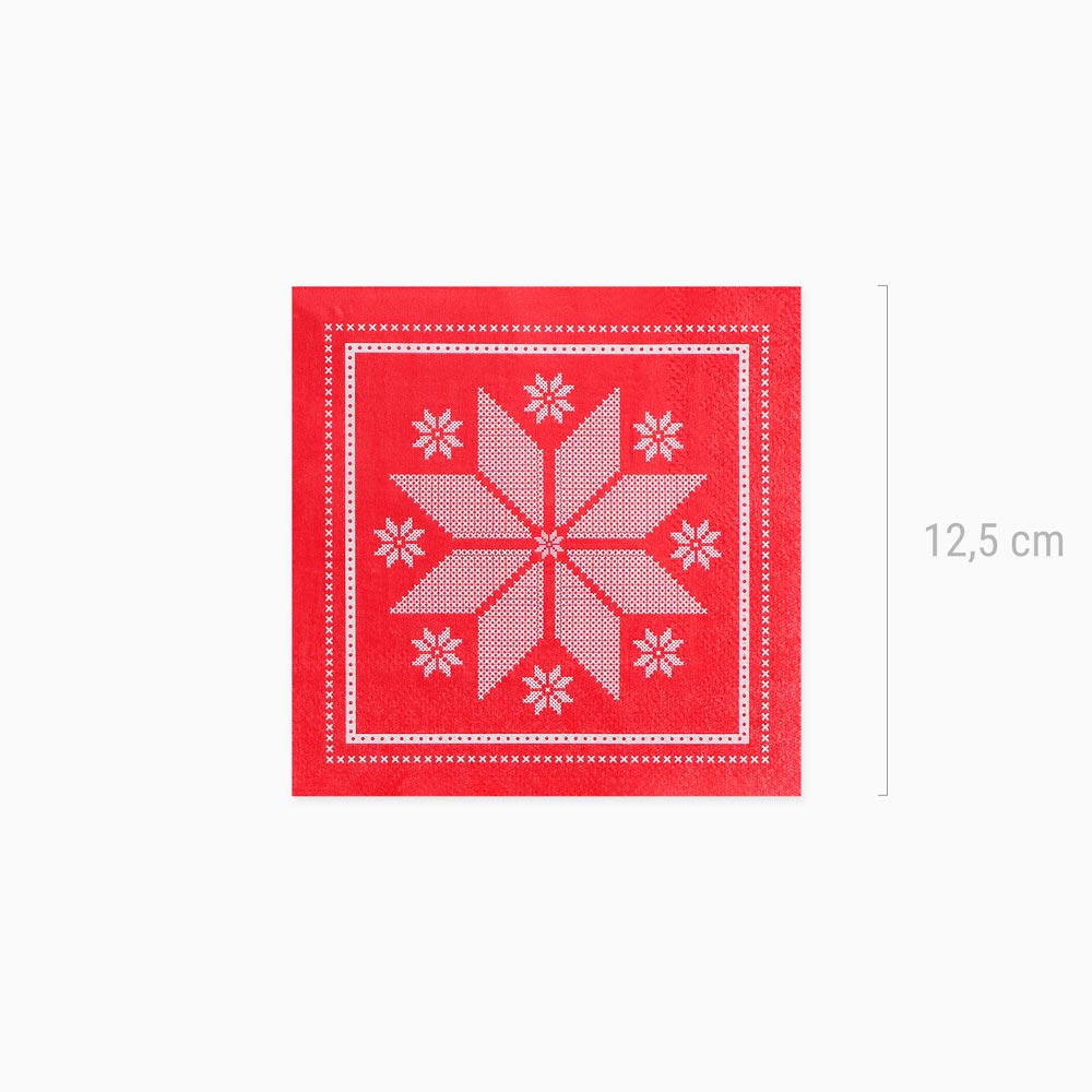 25x25 cm Papier Servietten Weihnachten Stickerei rot