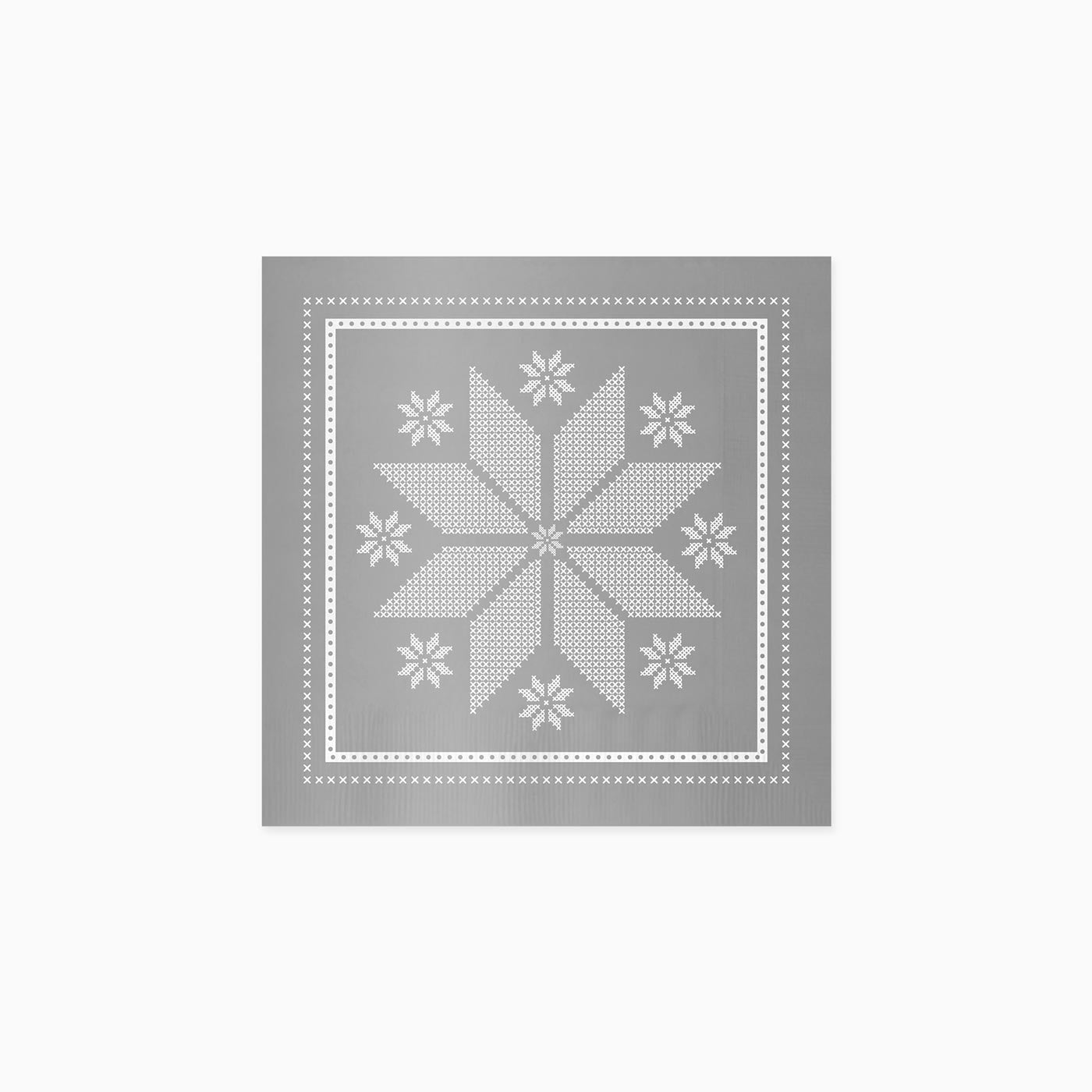 25x25 cm de papel guardanapos de bordado de natal prata