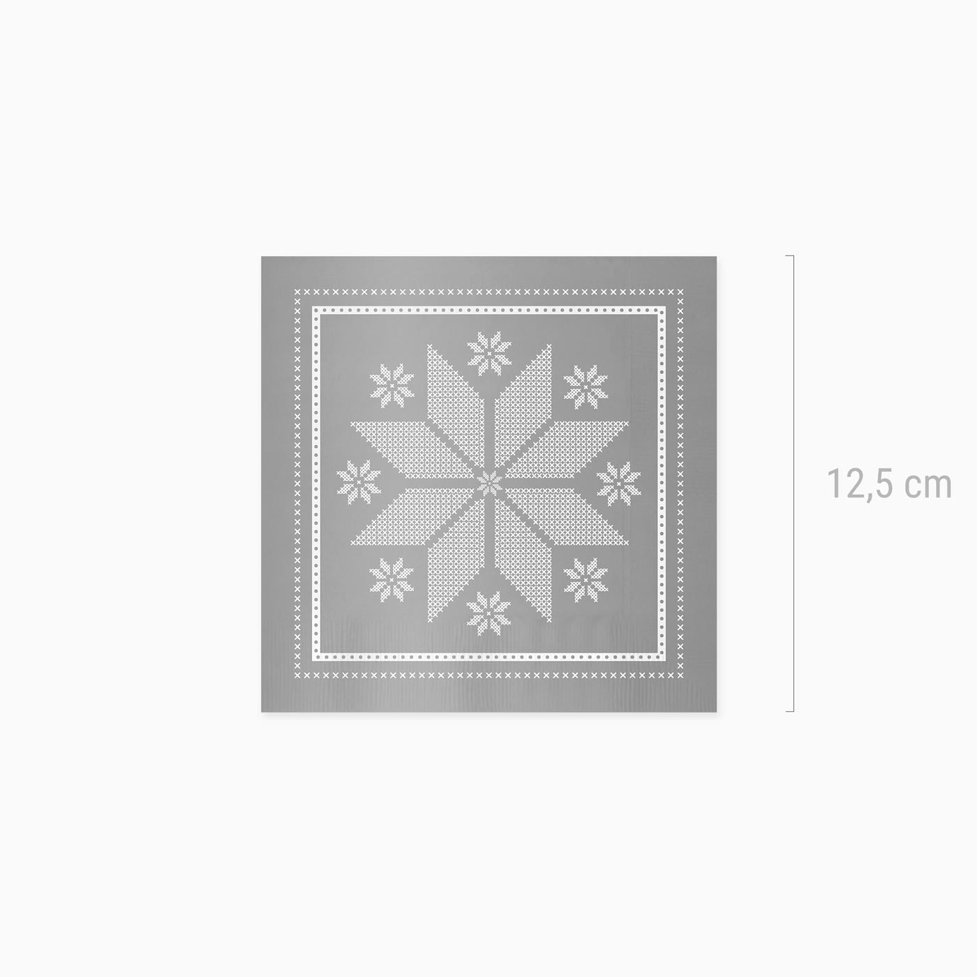 25x25 cm de papel guardanapos de bordado de natal prata