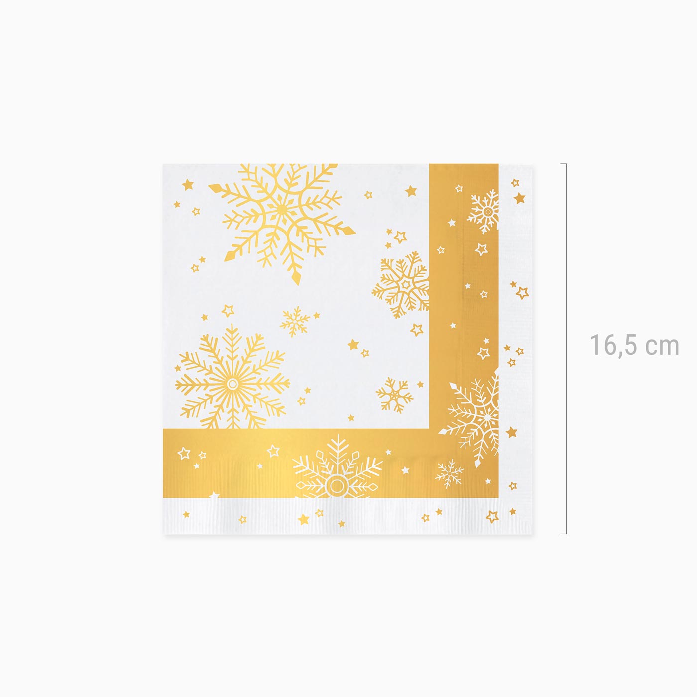 Papel napkins 33x33 cm Christmas snowflake gold