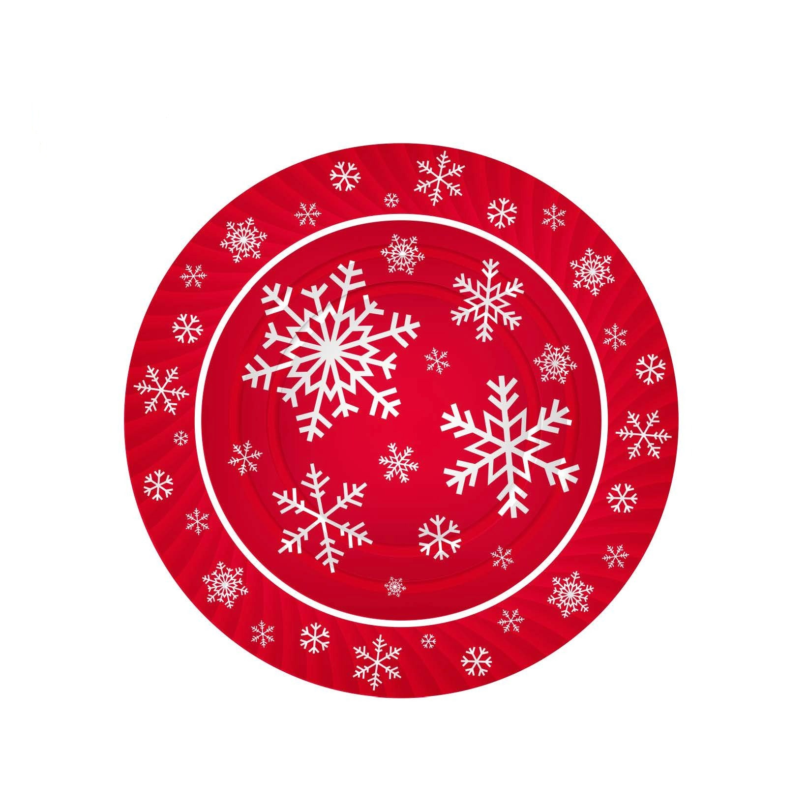 Vassoio rotondo natalizio con fiocco di neve rosso