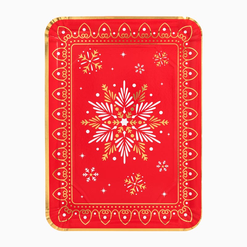 Bandeja de natal retangular Red Snowflake