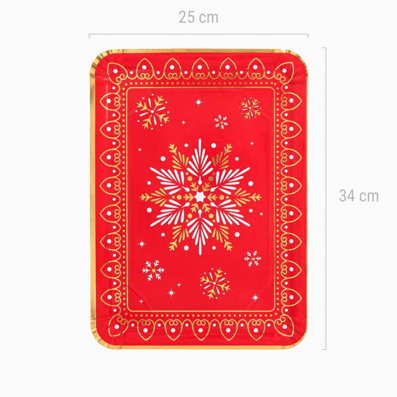 Plateau de Noël rectangulaire Red Snowflake