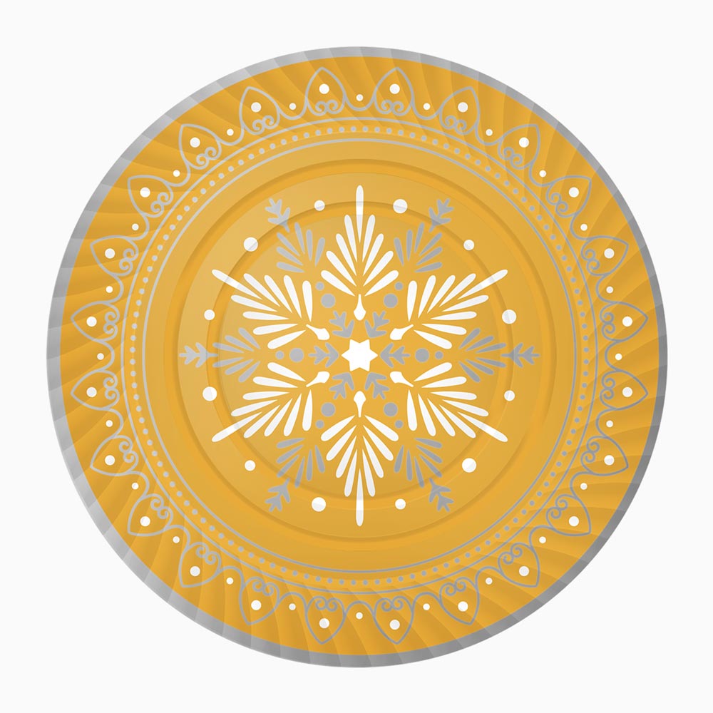 Christmas Round Tray Gold Star