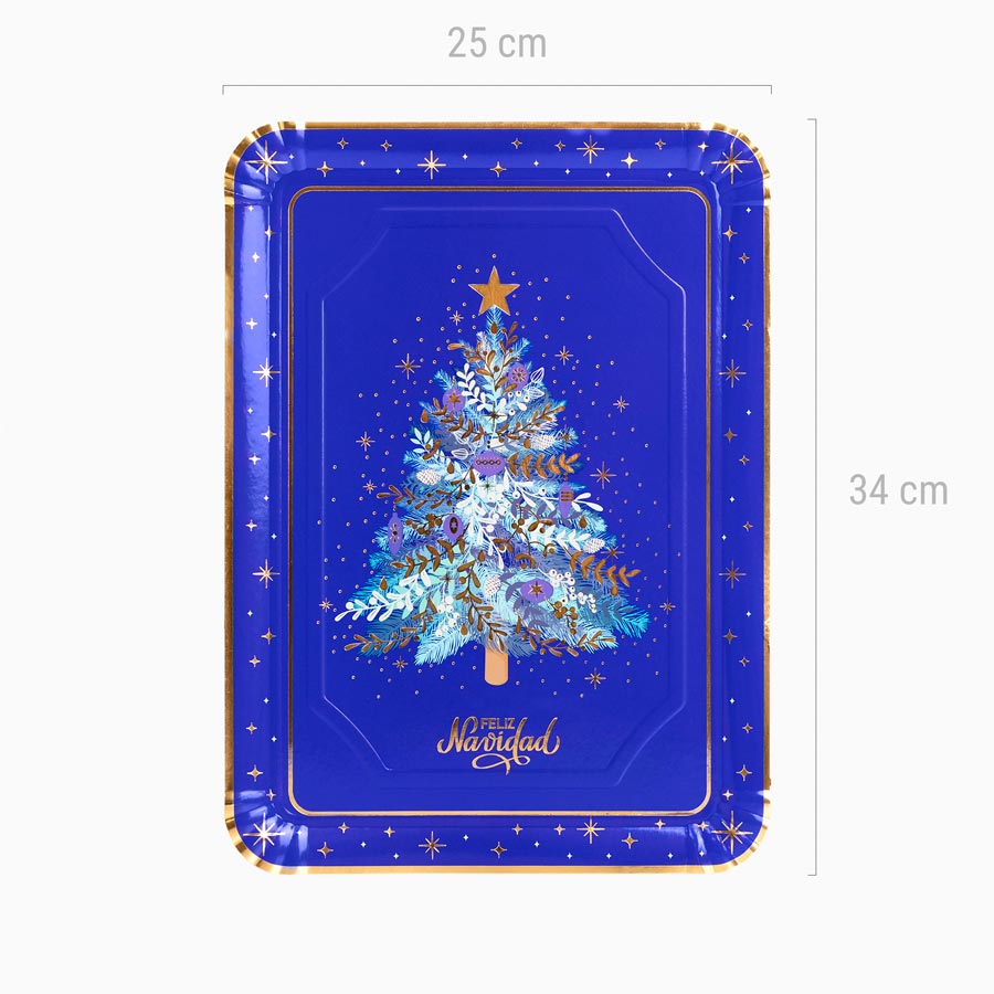 Rectangular tray Christmas cardboard 25x34 cm blue night - festive ...
