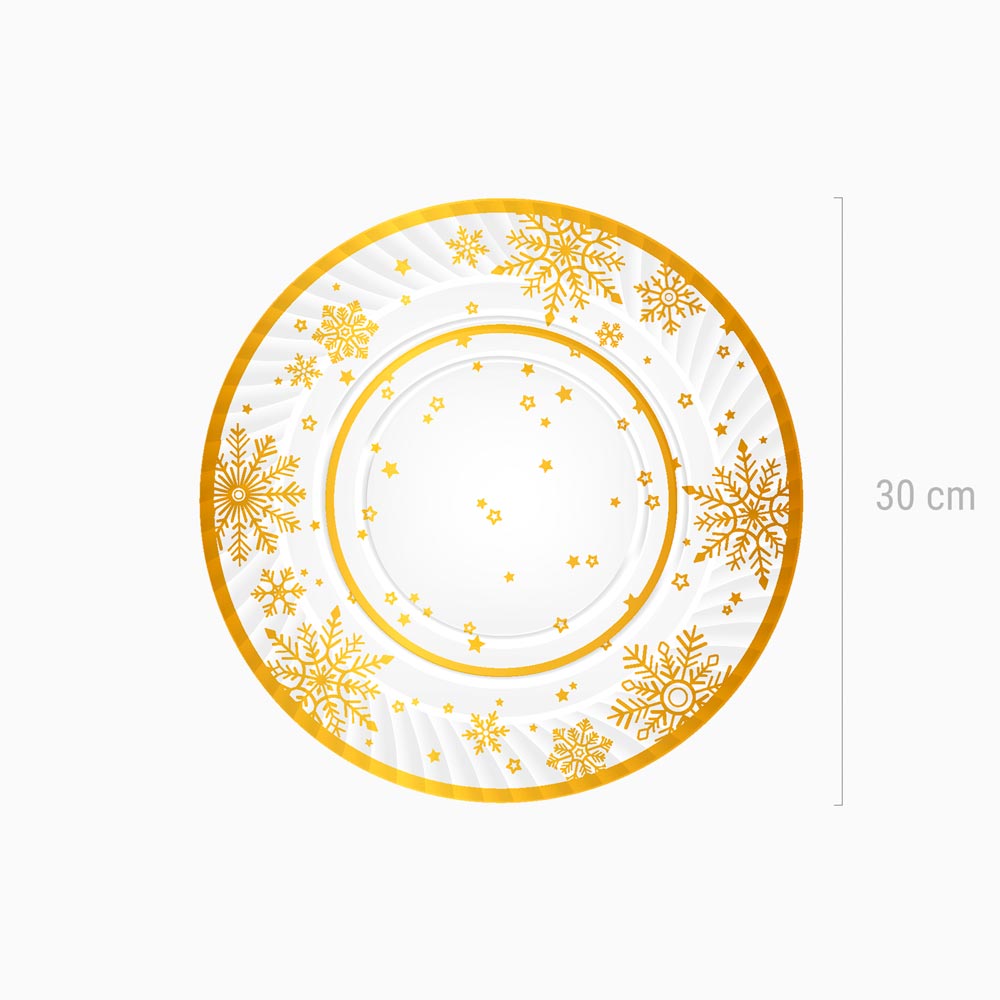 Christmas round tray gold snowflake