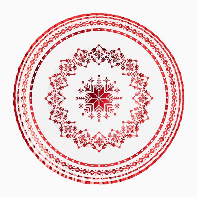 Red christmas tray red embroidery