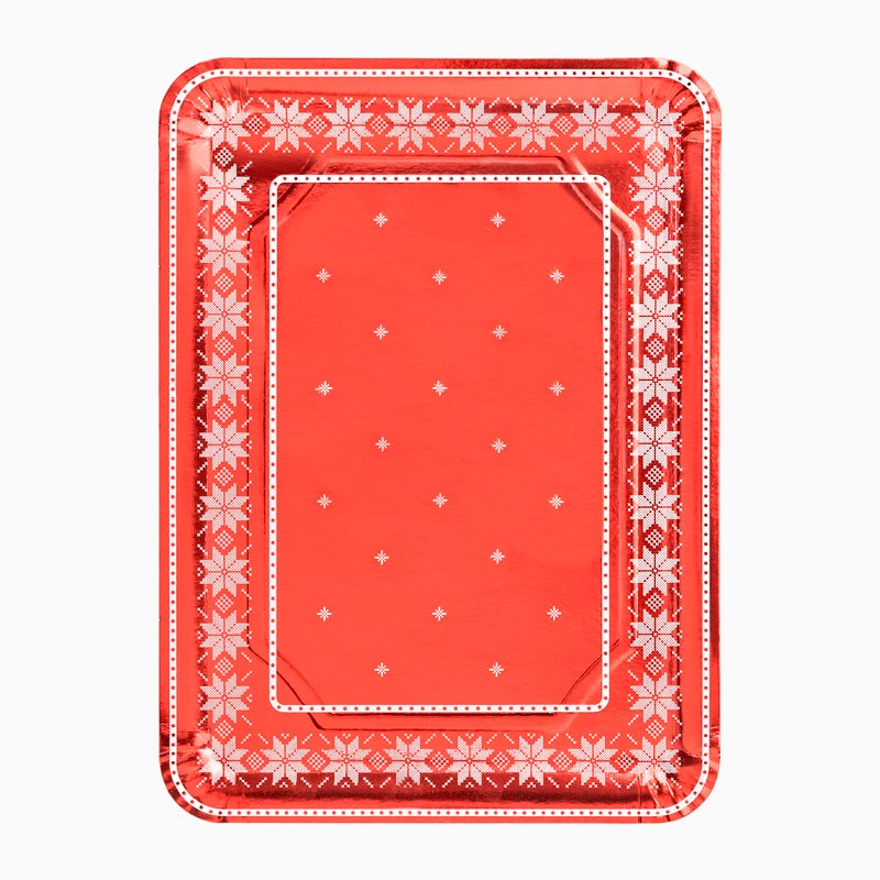 Red red rectangular tray red embroidery