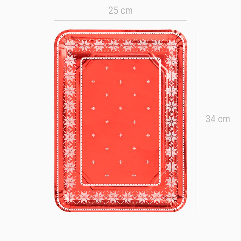 Red red rectangular tray red embroidery