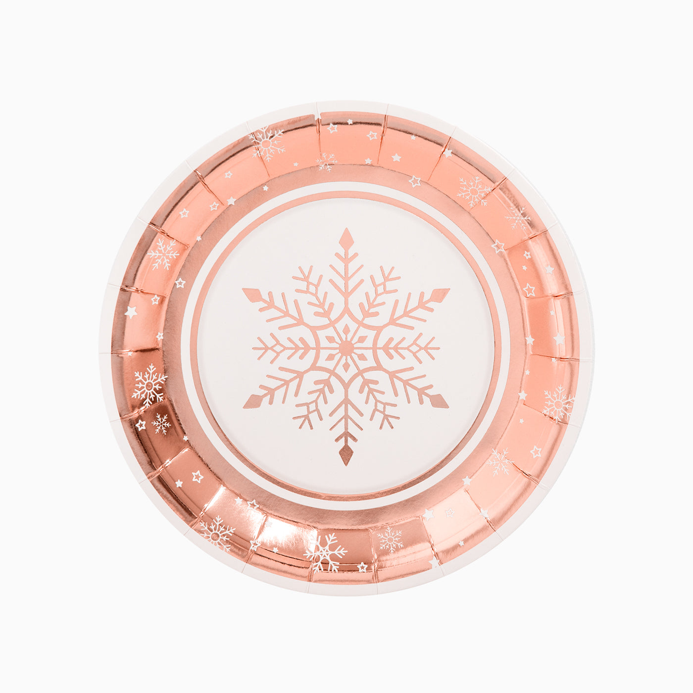 Piatto di cartone di Natale Ø 23 cm Cpo Snow Rosa oro
