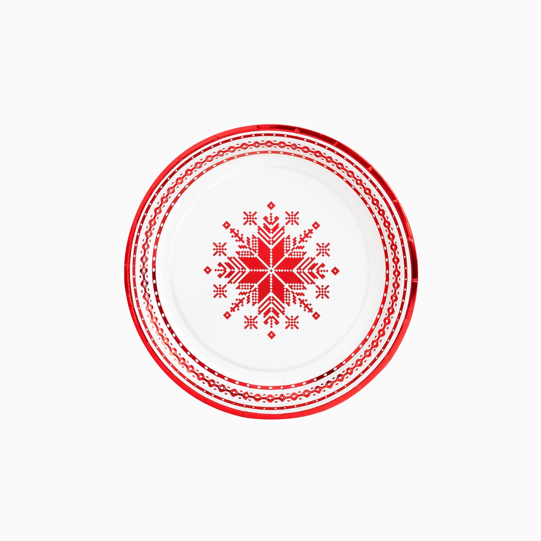 Cartone llano per il dessert natalizio Ø 18 cm ricami rossi