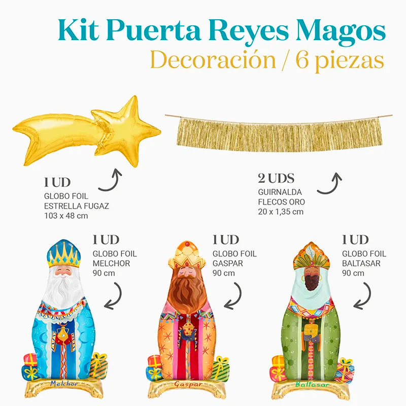 Kit Decorazione Porta Natale Tre Re Magi 5 Pezzi