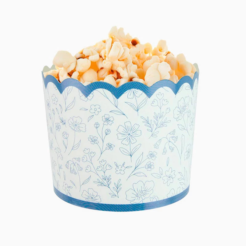 Gobelet en carton 7 x 6 cm Floral Bleu