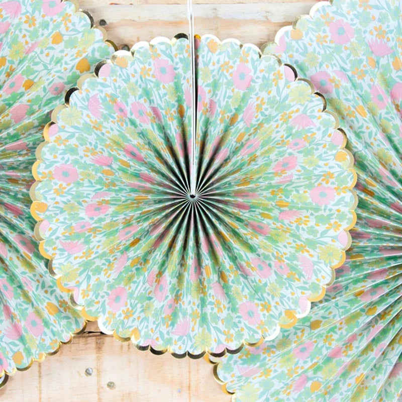 Conjunto de Leques de Papel 23 - 32 - 40 cm Liberty Rosa