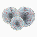 Conjunto de leques de papel 23 - 32 - 40 cm Azul Liberty