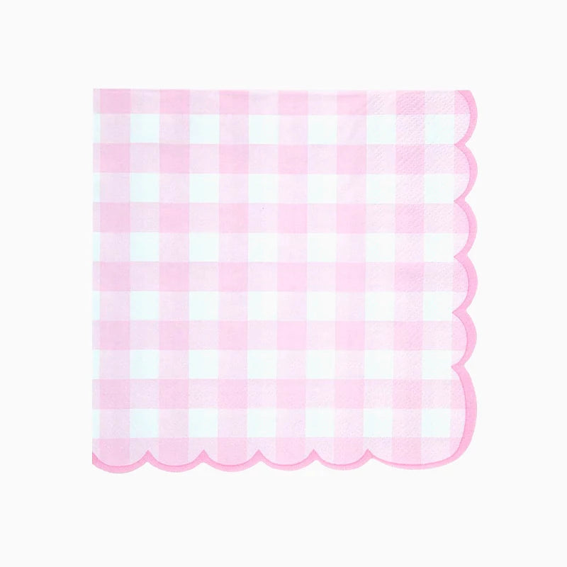 Tovaglioli di Carta 33 x 33 cm Vichy Rosa Pastello e Bianco