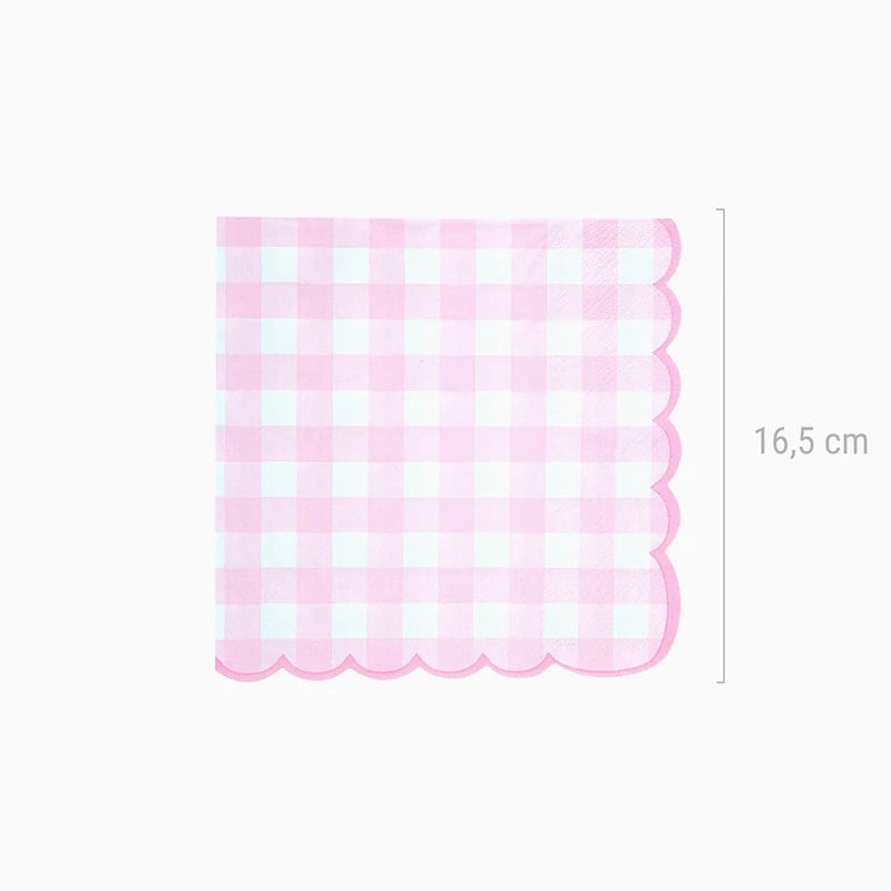 Tovaglioli di Carta 33 x 33 cm Vichy Rosa Pastello e Bianco