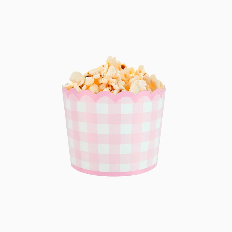 Gobelet Carton 7 x 6 cm Rose Pastel Vichy et Blanc