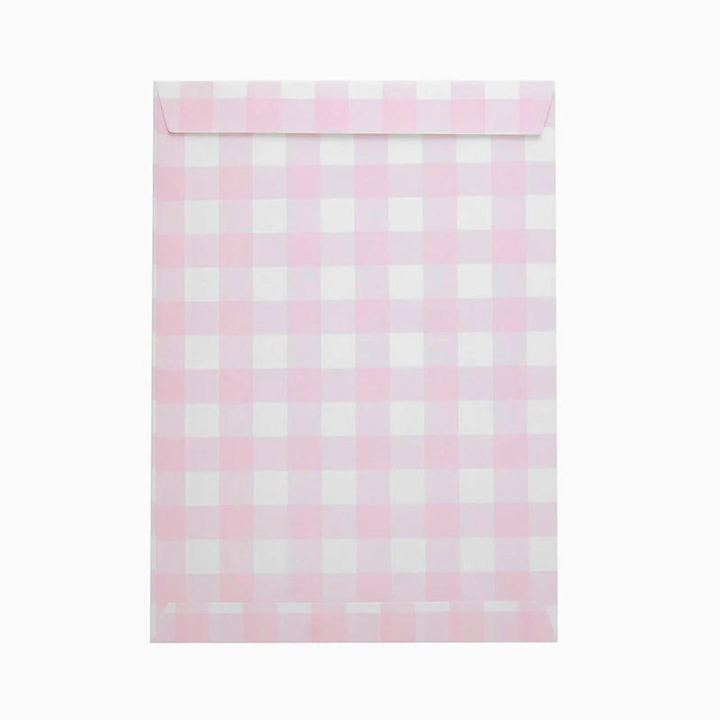 Sacs en papier 15 x 21 cm Rose Pastel et Blanc Vichy