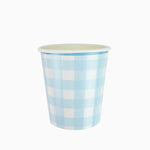Gobelet Carton 200 cc Bleu Pastel et Blanc Vichy