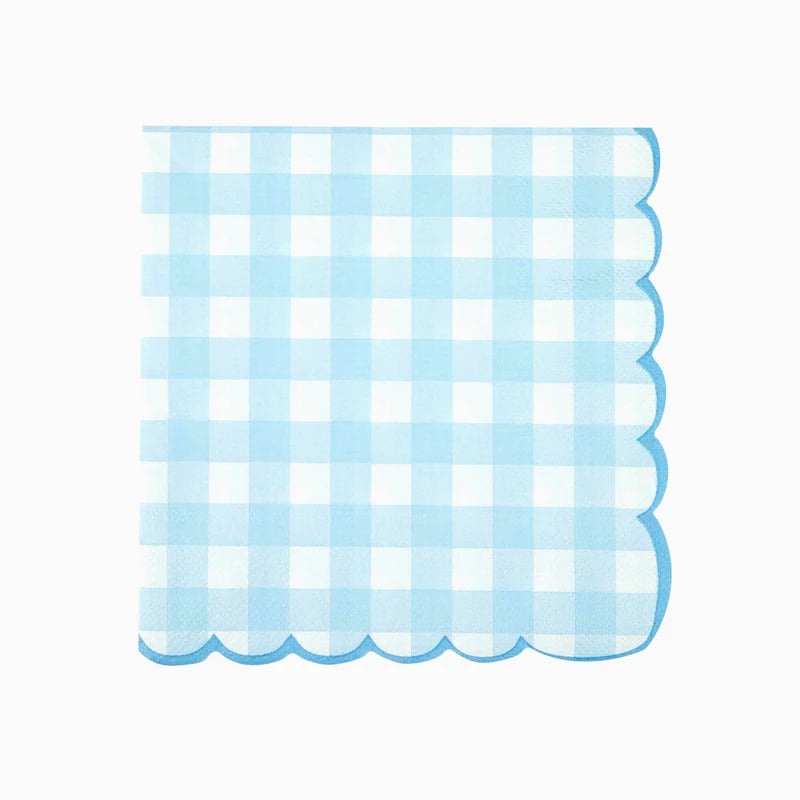 Serviettes papier 33 x 33 cm Vichy Bleu Pastel et Blanc