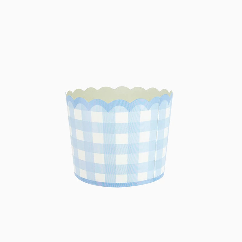 Gobelet Carton 7 x 6 cm Bleu Pastel Vichy et Blanc