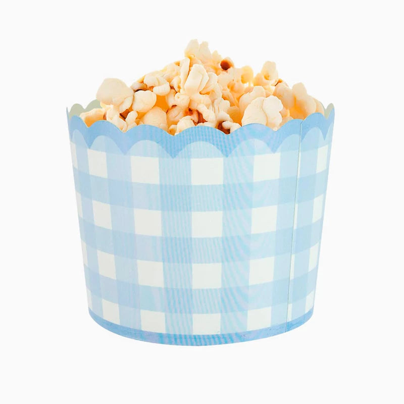 Gobelet Carton 7 x 6 cm Bleu Pastel Vichy et Blanc