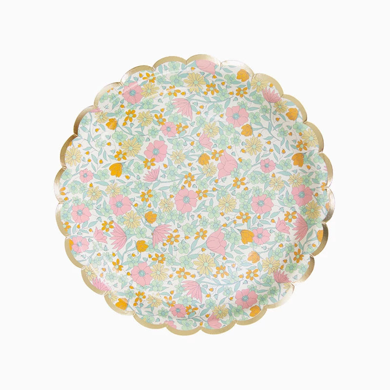 Prato plano de cartão Ø 23 cm Liberty Rosa