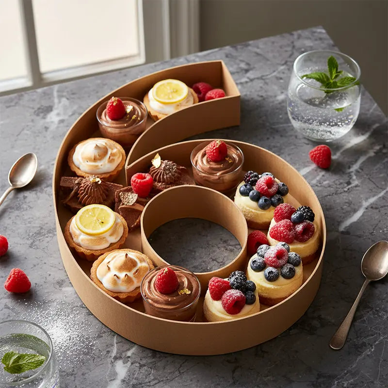 Bandeja Forma Número Cartón Kraft #6