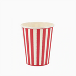 Vaso Cartón 255 cc Rayas Blanco y Rojo