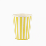 Vaso Cartón 255 cc Rayas Blanco y Amarillo